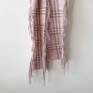 Burberry Pink Check Tartan Fringe Scarf